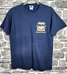 Old Guys T Shirt Mens Medium Navy Blue Surf Bus Camper Graphic Tee