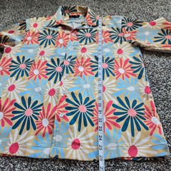Pacsun Cropped Daisy Satin Camp Shirt Men’s Size Small Floral 70s Aesthetic