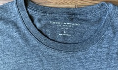 Men’s Lucky Brand Short Sleeve Gray Tshirt With Clover Very Soft Feel Size Large