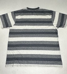 CSG Mens T-Shirt Black-Gray Striped Crew Neck Pocket Short Sleeve Size XL