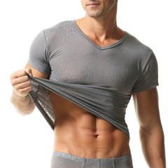 Men’s Breathable Short Sleeve T-shirts Ultra-thin Stretchy Daily Undershirt Tops