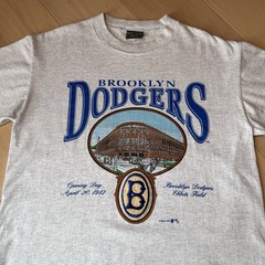 Vintage Brooklyn Dodgers Shirt XL Gray 90s MLB Baseball New York Jackie Robinson