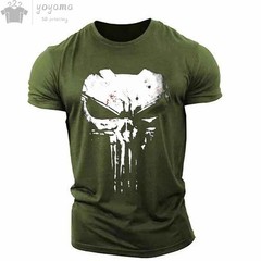 Men’s T Shirt 3d Print Military Patriotic Skull O-neck T Shirt Oversized T-shirt