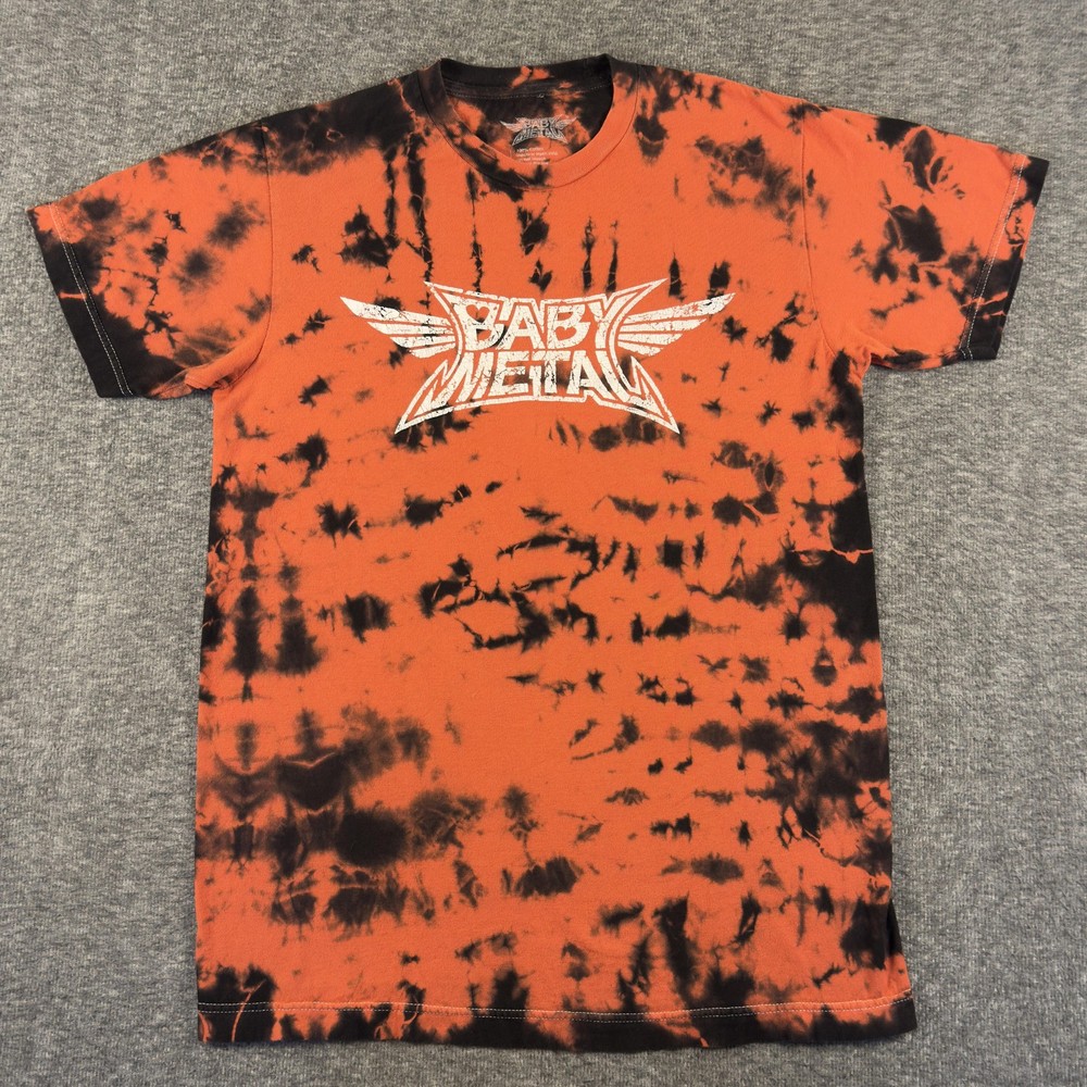 Babymetal Shirt Mens Medium Orange Tie Dye Logo Graphic Tee T-Shirt Band Rock