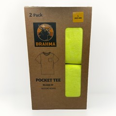 BRAHMA Yellow Pocket T-Shirts 2-Pack Men’s Large 42-44 Relaxed Fit NWT