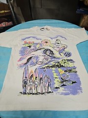 Variety Surfing T Shirt Single Stitch Puff Print White One Size USA Made Vintage