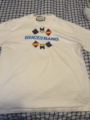 Gucci Band White Embroidered Logo Graphic Print Men’s Jersey T-Shirt Size L