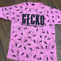Hawaii 1980’s Gecko Splatter Pink All Over T Shirt Single Stitch Large 1989 READ