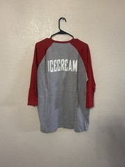 Icecream Men’s Gray Red Raglan 3/4 Sleeve Crew Neck Graphic Logo Tee L