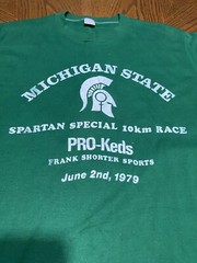 Vintage 1970s 1979 Made In USA Michigan State Spartans 10k Race Green T Shirt XL