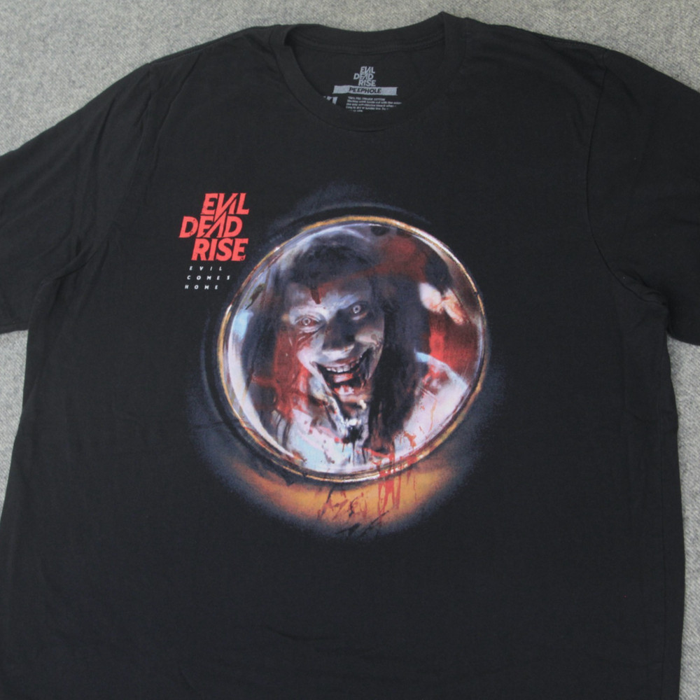 Evil Dead Rise T Shirt XL Fright-Rags 2023 PEEPHOLE Horror Movie Film Promo Tee