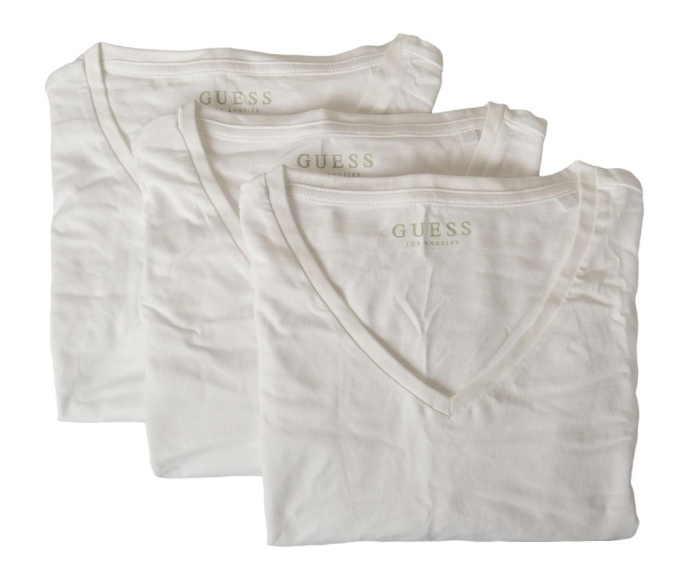 GUESS Men’s 3 Piece Pack Short Sleeve V-Neck Pure Cotton Log T-Shirt