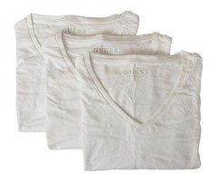 GUESS Men’s 3 Piece Pack Short Sleeve V-Neck Pure Cotton Log T-Shirt