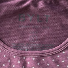 BYLT Basics Drop Cut Lux Shirt Short Sleeve Burgundy Polka Dots Men’s Large