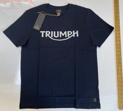 Triumph T-Shirt Mens Large Bamburgh Jet Black Spellout Logo Short Sleeve Casual