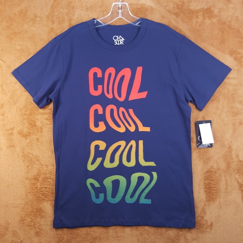 CHASER Shirt Mens Medium Blue Pullover Crew Graphic COOL T-Shirt Tee
