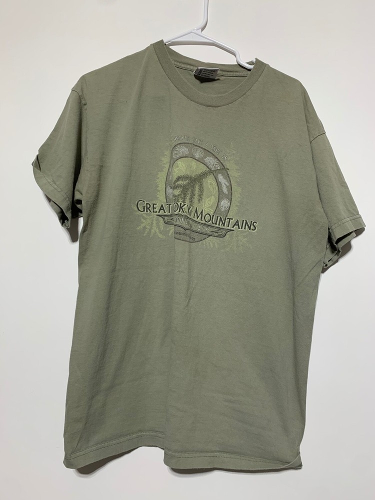 Bayside Heavy Weight Men XL Green Great Smoky Mountains Short Sleeve Shirt