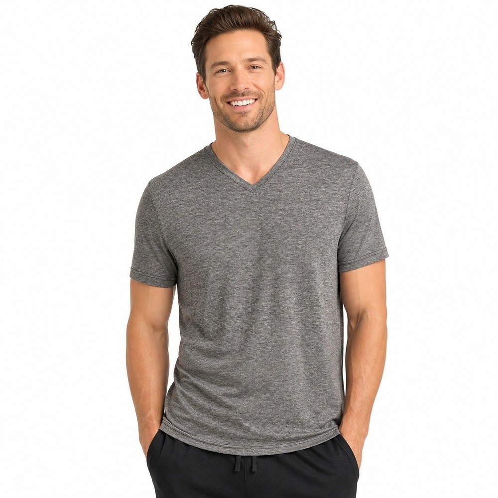 Apt 9 Tee Mens Large Premier Flex Gray Heathered Slim Fit V-Neck Sleep Shirt