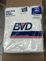 Vintage U.S. Military Issue BVD WHITE T-Shirts (3-Pack) Cotton Comfort – LARGE