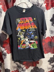 Star Wars Star Duel Graphic T-Shirt Size L Black Fruit of the Loom HD Cotton