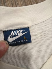Vintage 80’s Nike T-Shirt Men’s Large Blue Tag Ringer Tee Mesh Panel White Navy