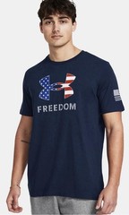 Under Armour Freedom Loose T-Shirt Athletic UA Gym US Flag Mens Sz L Patriot Run