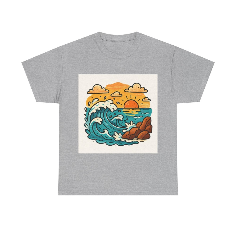Ocean Waves Crashing On Rocky Shore At Sunset Shirt, Nature Art Tee, Outdoor …