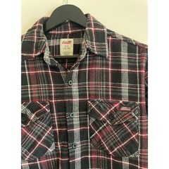 Genuine Dickies Men 100% Cotton Red Black Plaid Flannel Button Down Shirt S