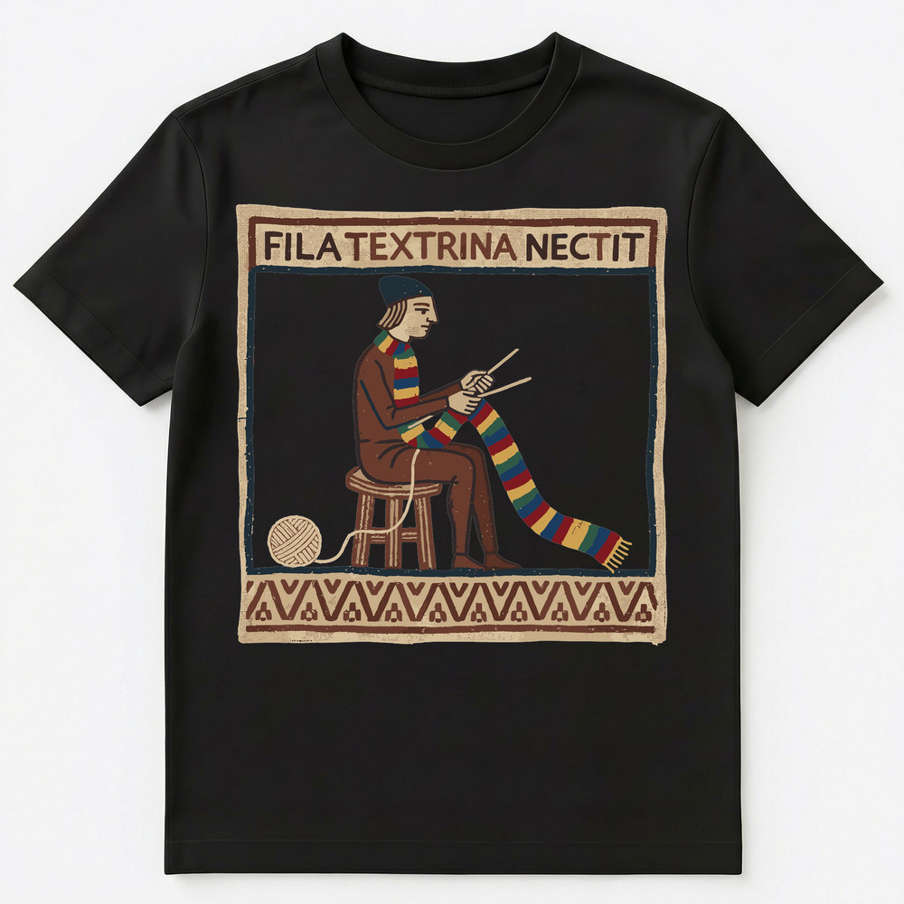Knitter Artisan Colorful Scarf Medieval Tapestry Unisex T-Shirt