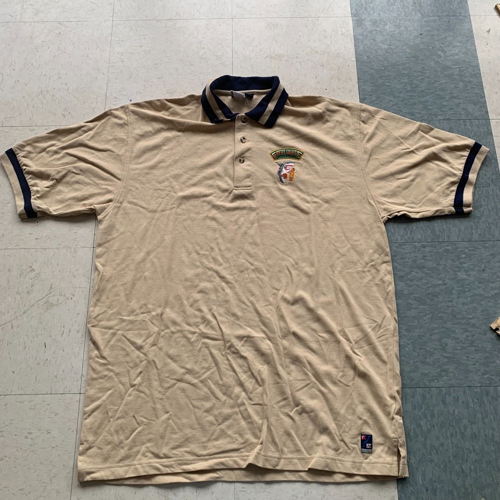 New Lost Coast Brewery Great White Beer Polo Shirt Salesman 1990s y2k Beige Tan