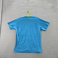VINTAGE Hanes Men Shirt L Blue Heavyweight 50/50 Single Stitch 90s USA