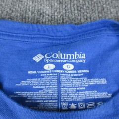 Columbia PFG Shirt Mens L Blue Short Sleeve Flag Logo Graphic Tee Fishing