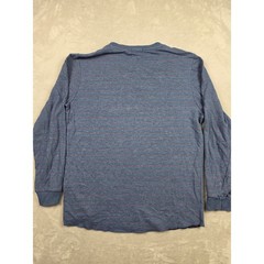 Marine Layer Henley Shirt Mens XL Blue Striped Long Sleeve Raw Hem Cotton Blend