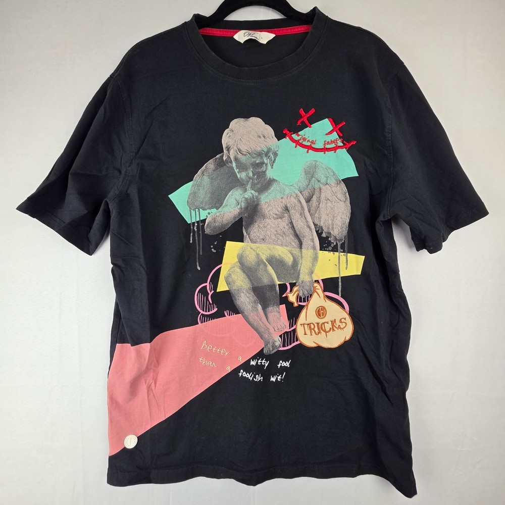 Original Fables OGF Cherub Angel Graphic Tee Tricks Patch Black L Skatespear