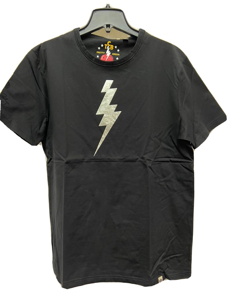 Pretty Green & Elvis Presley Lightning Large Foil Bolt T-shirt, Size M, Black