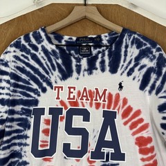 Polo Ralph Lauren Shirt Mens XL Red White Blue Tie Dyed Cotton Team USA Tee