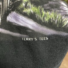Vintage Terrys Tees Lone Wolf Biker Rally Black Tshirt Men XL 2004 Sturgis Tee