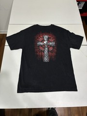 Hot Leather Celtic Cross T Shirt Large Black Gothic Biker West Coast Chopper VTG