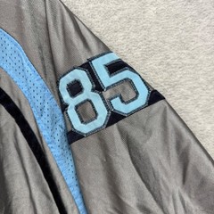 JNCO Jersey Mens XL Grey Blue Tribal Sabertooth 85 Graphic V-Neck Vintage 90s
