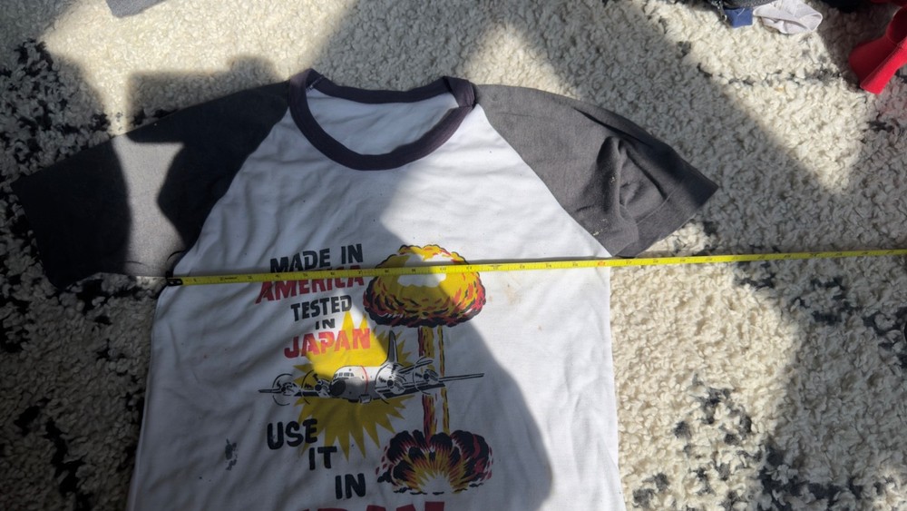 Vintage 80s Made in America Tested in Japan Use it in Iran Raglan T-Shirt