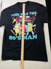 Bluey This Was The 80’s Man Bandit & Chilli Black T-Shirt Men’s LARGE
