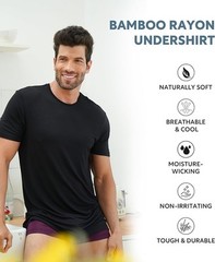 Men’s Bamboo Rayon Crewneck Moisture-Wicking, Stretchy Undershirts – 3 Pack