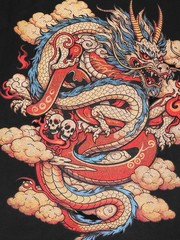 Niepce Japanese Streetwear T-shirt Golden Dragon Print Graphic Tee for Men