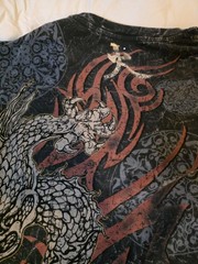Y2k Vintage Ring of Fire Dragon Graphic Print Crew Neck Short Sleeve T-Shirt 2x