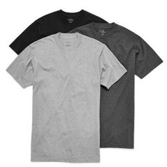 Stafford 3-Pack Men’s Heavy Weight 100% Cotton Crew-Neck T-Shirt Black-Grey