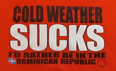Hot Penguin T-Shirt – Cold Weather Sucks – Dominican Republic Orange S/S Size M