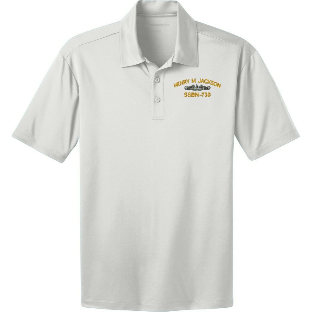 White Dri FIT Mesh Polo shirt HENRY M JACKSON SSBN-730 Embroidered / Add name