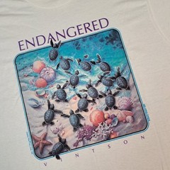 Vintage Screen Stars Shirt Men’s Large Endangered Sea Turtles Graphic Print 1992