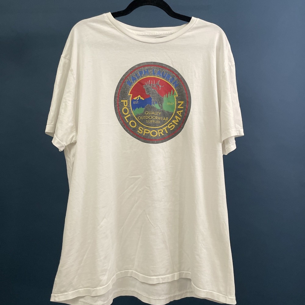 Ralph Lauren Polo Country Sportsman White Graphic Shirt Size XL