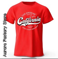 New Version, Aurora Factory California Print Red T-Shirt For Men’s